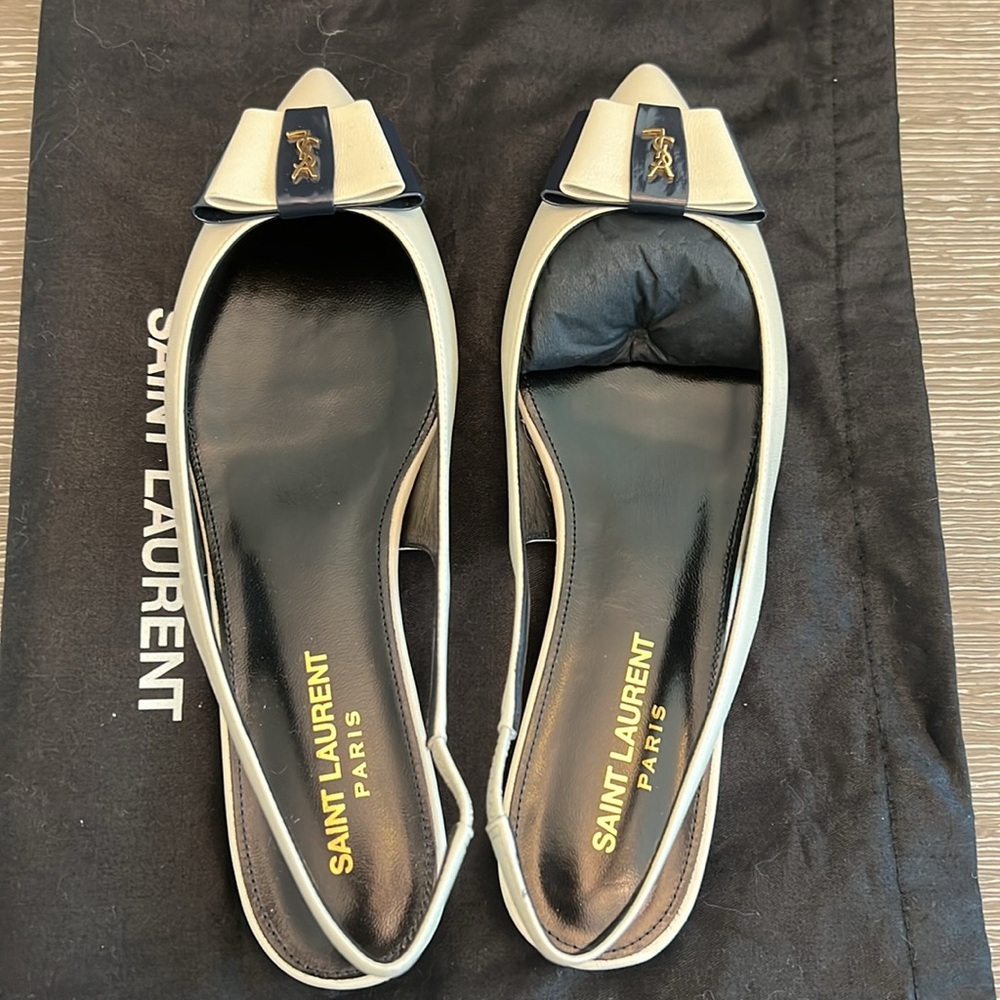 Yves Saint Laurent Anais leather slingback flats - Picture 4 of 9